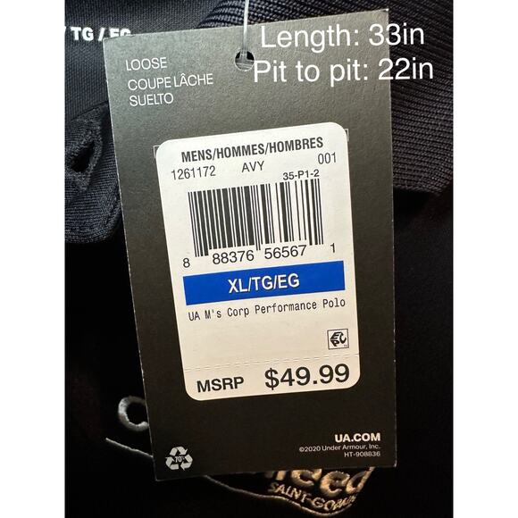 Under Armour Men's Adult Shirt In Size XL UA Corp Performance Polo - Picture 2 of 7